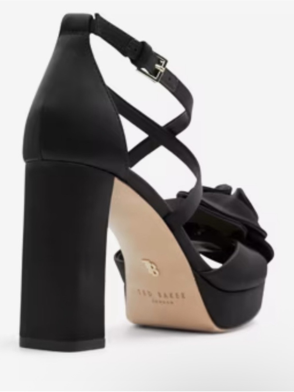 Ted baker Black Floral Platform Sandal with Crisscross Ankle Straps - Picture 3 of 9